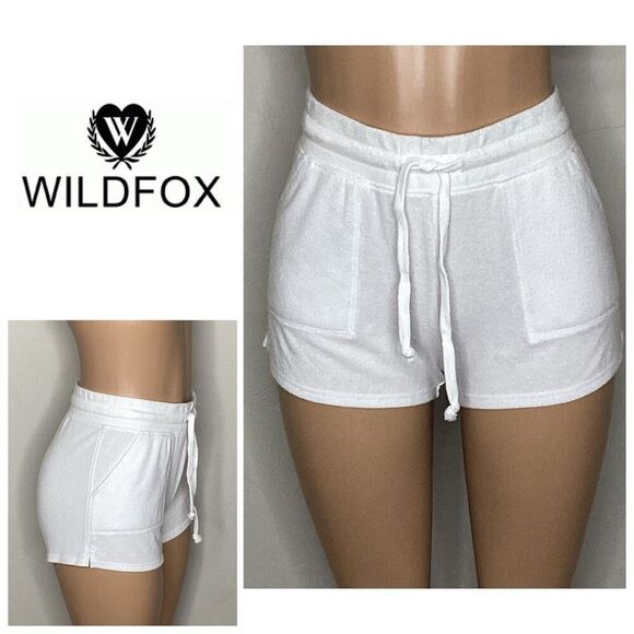 New. WILDFOX white terry shorts. Small. Retails $60 - Picture 1 of 7
